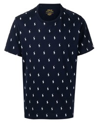T-shirt girocollo stampata blu scuro e bianca di Polo Ralph Lauren