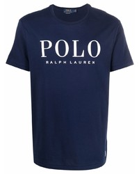 T-shirt girocollo stampata blu scuro e bianca di Polo Ralph Lauren
