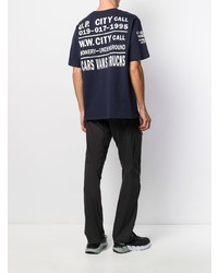 T-shirt girocollo stampata blu scuro e bianca di U.P.W.W.