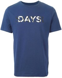 T-shirt girocollo stampata blu scuro e bianca di Saturdays Surf NYC