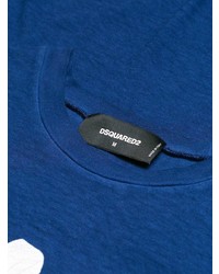 T-shirt girocollo stampata blu scuro e bianca di DSQUARED2