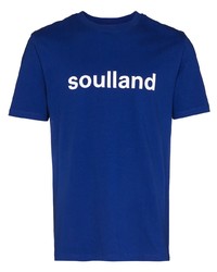T-shirt girocollo stampata blu scuro e bianca di Soulland