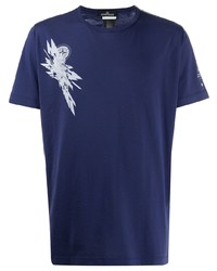 T-shirt girocollo stampata blu scuro e bianca di Stone Island Shadow Project
