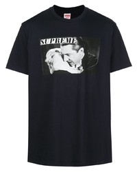 T-shirt girocollo stampata blu scuro e bianca di Supreme