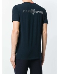 T-shirt girocollo stampata blu scuro e bianca di Plein Sport