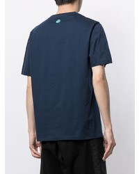 T-shirt girocollo stampata blu scuro e bianca di Shanghai Tang