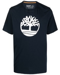 T-shirt girocollo stampata blu scuro e bianca di Timberland