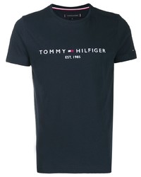 T-shirt girocollo stampata blu scuro e bianca di Tommy Hilfiger
