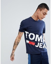 T-shirt girocollo stampata blu scuro e bianca di Tommy Jeans