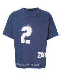 T-shirt girocollo stampata blu scuro e bianca di Undercover
