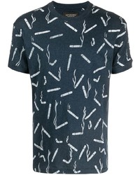T-shirt girocollo stampata blu scuro e bianca di Viktor & Rolf