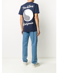 T-shirt girocollo stampata blu scuro e bianca di Vans
