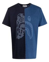 T-shirt girocollo stampata blu scuro di A Bathing Ape