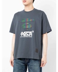 T-shirt girocollo stampata blu scuro di AAPE BY A BATHING APE