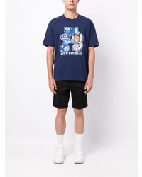 T-shirt girocollo stampata blu scuro di AAPE BY A BATHING APE