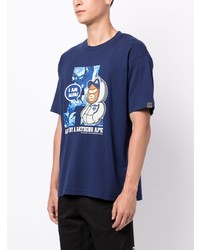 T-shirt girocollo stampata blu scuro di AAPE BY A BATHING APE