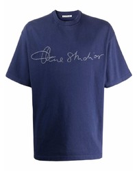 T-shirt girocollo stampata blu scuro di Acne Studios