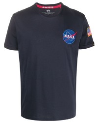 T-shirt girocollo stampata blu scuro di Alpha Industries