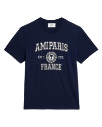 T-shirt girocollo stampata blu scuro di Ami Paris