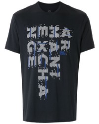 T-shirt girocollo stampata blu scuro di Armani Exchange