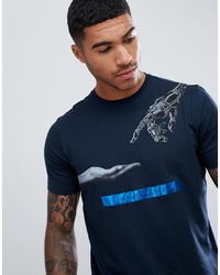 T-shirt girocollo stampata blu scuro di Armani Exchange