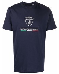 T-shirt girocollo stampata blu scuro di Automobili Lamborghini