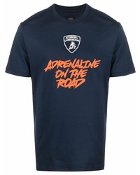 T-shirt girocollo stampata blu scuro di Automobili Lamborghini