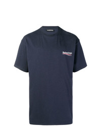 T-shirt girocollo stampata blu scuro di Balenciaga