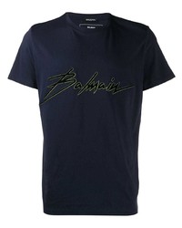 T-shirt girocollo stampata blu scuro di Balmain