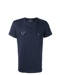 T-shirt girocollo stampata blu scuro di Balmain