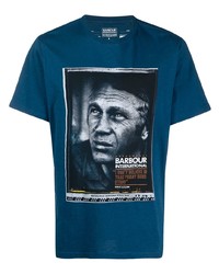 T-shirt girocollo stampata blu scuro di Barbour By Steve Mc Queen