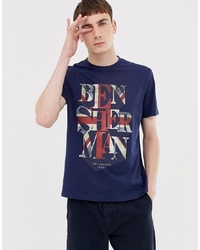 T-shirt girocollo stampata blu scuro di Ben Sherman