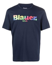 T-shirt girocollo stampata blu scuro di Blauer