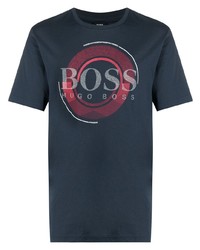 T-shirt girocollo stampata blu scuro di BOSS HUGO BOSS