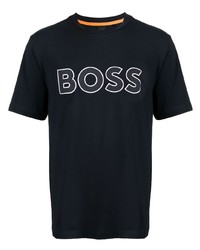 T-shirt girocollo stampata blu scuro di BOSS