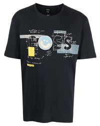T-shirt girocollo stampata blu scuro di BOSS