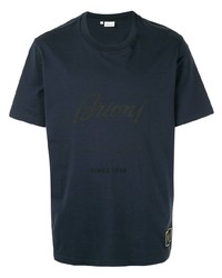 T-shirt girocollo stampata blu scuro di Brioni