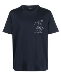 T-shirt girocollo stampata blu scuro di Brioni