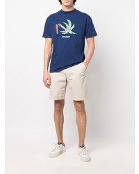 T-shirt girocollo stampata blu scuro di Palm Angels