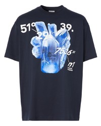 T-shirt girocollo stampata blu scuro di Burberry