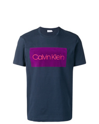 T-shirt girocollo stampata blu scuro di Calvin Klein