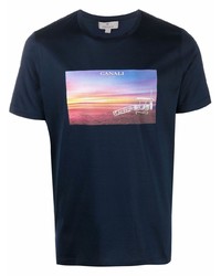 T-shirt girocollo stampata blu scuro di Canali