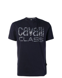 T-shirt girocollo stampata blu scuro di Cavalli Class