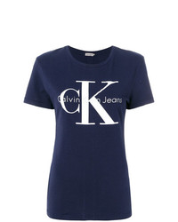 T-shirt girocollo stampata blu scuro di Ck Jeans