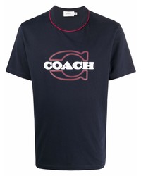 T-shirt girocollo stampata blu scuro di Coach
