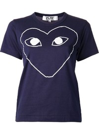 T-shirt girocollo stampata blu scuro di Comme des Garcons