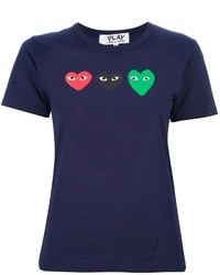 T-shirt girocollo stampata blu scuro di Comme des Garcons