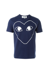 T-shirt girocollo stampata blu scuro di Comme Des Garcons Play