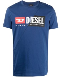 T-shirt girocollo stampata blu scuro di Diesel