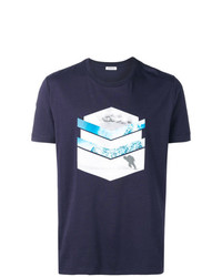 T-shirt girocollo stampata blu scuro di Dirk Bikkembergs